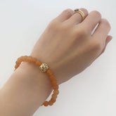 Beaded Lotus Orange Aventurine Bracelet 6mm